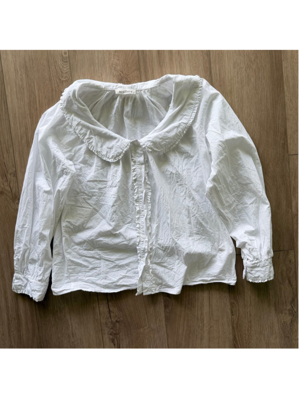 Neuflora Long Sleeve Cotton Peter Pan Collar Blouse sz XS